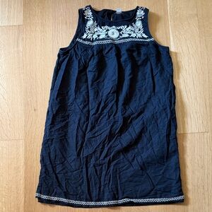 J. Crew Black Midi Dress with White Embroidery